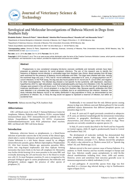 Serological and Molecular Investigations of Babesia Microti in Dogs from Southern Italy