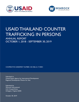 Usaid Thailand Counter Trafficking in Persons Annual Report October 1, 2018 - September 30, 2019