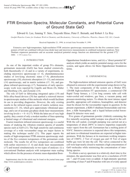 FTIR Emission Spectra, Molecular Constants, and Potential Curve of Ground State Geo