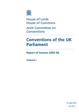 Conventions of the UK Parliament