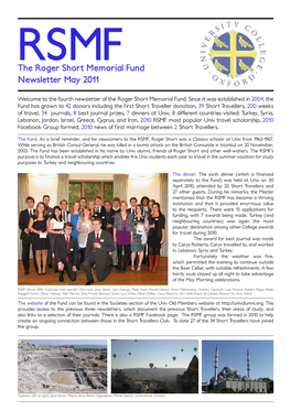 The Roger Short Memorial Fund Newsletter May 2011