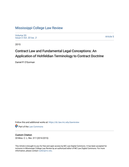 Contract Law and Fundamental Legal Conceptions: an Application of Hohfeldian Terminology to Contract Doctrine