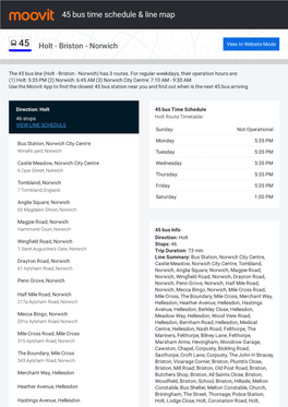 45 Bus Time Schedule & Line Route