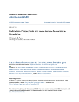 Endocytosis, Phagocytosis, and Innate Immune Responses: a Dissertation