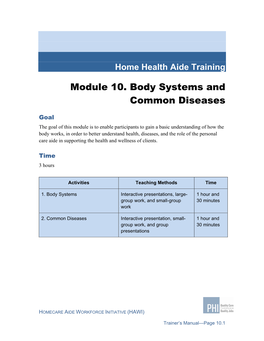 Module 10. Body Systems and Common Diseases