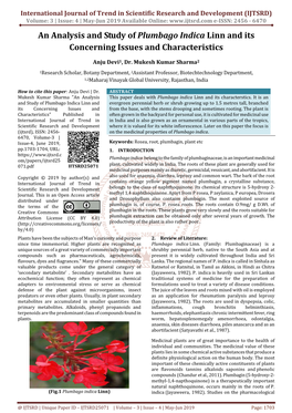 358 an Analysis and Study of Plumbago Indica Linn and Its