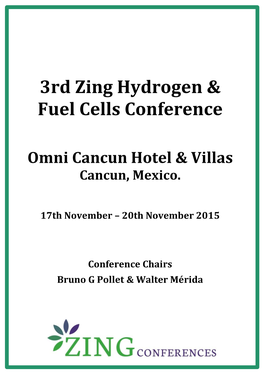 3Rd Zing Hydrogen & Fuel Cells Conference