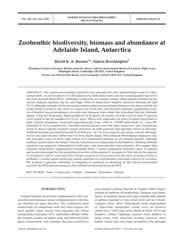 Zoobenthic Biodiversity, Biomass and Abundance at Adelaide Island, Antarctica