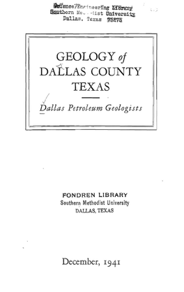 GEOLOGY of DAI:LAS COUNTY TEXAS