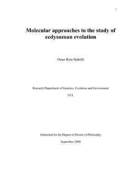 Molecular Approaches to the Study of Ecdysozoan Evolution