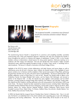 Sacconi Q Sacconi Quartet Biography Biography String Quartet String