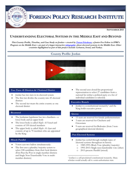 Jordan Case Study: “Individualistic” System, Incremental Reform