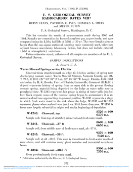 U. S. GEOLOGICAL SURVEY RADIOCARBON DATES VIII* BETSY LEVIN, Patricra C