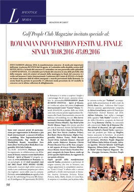 Romanian Info Fashion Festival Finale Sinaia 30.08.2016 -03.09.2016