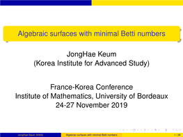 Algebraic Surfaces with Minimal Betti Numbers