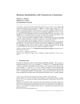 Boolean Satisfiability with Transitivity Constraints