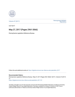 Pennsylvania Bulletin Volume 47 (2017) Repository