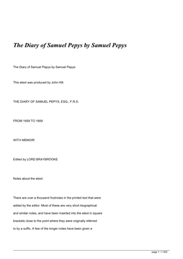 Download the Diary of Samuel Pepys