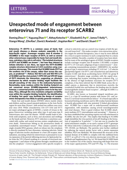 Unexpected Mode of Engagement Between Enterovirus 71 and Its Receptor SCARB2