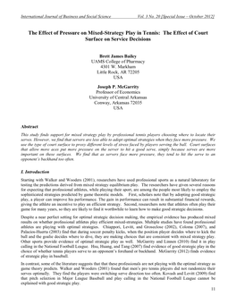 The Effect of Pressure on Mixed-Strategy Play in Tennis: the Effect of Court Surface on Service Decisions