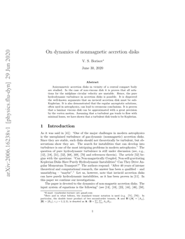 On Dynamics of Nonmagnetic Accretion Disks