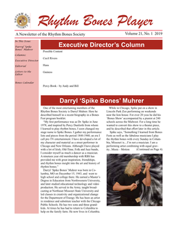 Rhythm Bones Player a Newsletter of the Rhythm Bones Society Volume 21, No