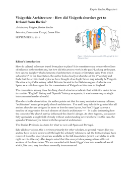 How Did Visigoth Churches Get to Ireland from Iberia? Architecture, Religion, Iberian Studies Interview, Dissertation Excerpt, Lesson Plan SEPTEMBER 5, 2011