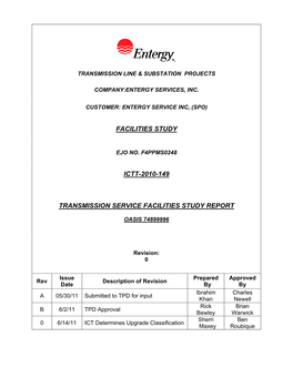 Facilities Study Ictt-2010-149 Transmission Service