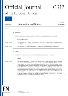 Official Journal C 217 of the European Union