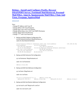 Debian ± Install and Configure Postfix, Dovecot IMAP/POP3 Server