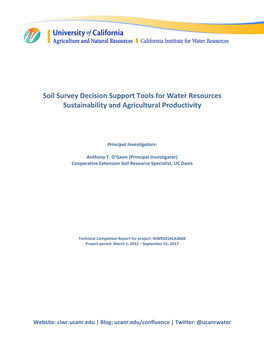 Soil Survey Decision Support Tools for Water Resources Sustainability and Agricultural Productivity