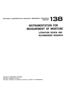 Instrumentation for Measurement of Moisture Literature Review and Recommended Research