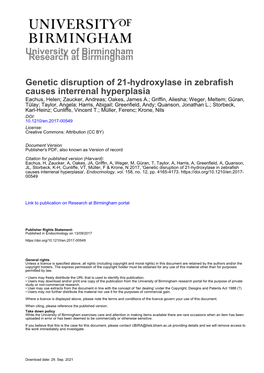 University of Birmingham Genetic Disruption of 21