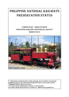 Philippine National Railways Preservation Status