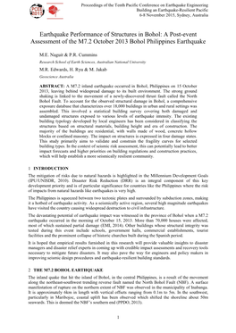 A Post-Event Assessment of the M7.2 October 2013 Bohol Philippines Earthquake