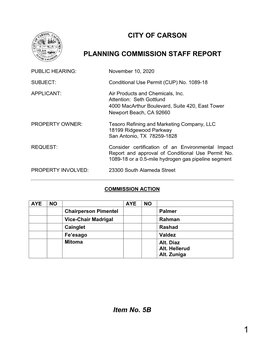 City of Carson Planning Commission Staff Report