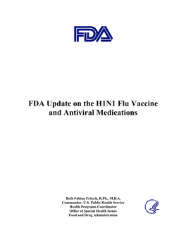 FDA Update on the H1N1 Flu Vaccine and Antiviral Medications