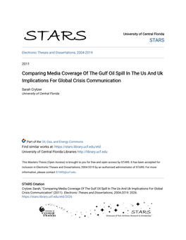 Comparing Media Coverage of the Gulf Oil Spill in the Us and Uk Implications for Global Crisis Communication