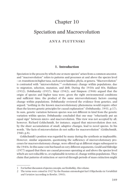 Chapter 10 Speciation and Macroevolution Anya Plutynski