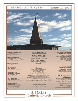 St. Norbert Liturgical News Liturgy Corner Mass Intentions