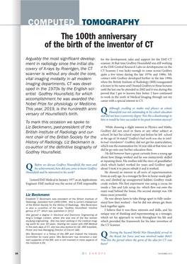 The 100Th Anniversary of the Birth of the Inventor of CT