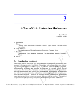 A Tour of C++: Abstraction Mechanisms