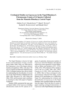 Cytological Studies on Cyperaceae in the Nepal Himalaya I