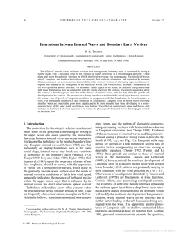 Interactions Between Internal Waves and Boundary Layer Vortices