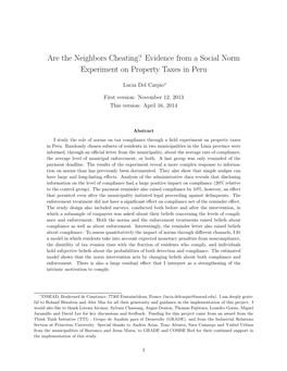 Are the Neighbors Cheating? Evidence from a Social Norm Experiment on Property Taxes in Peru