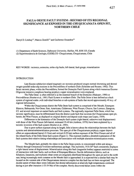 Falla Oeste Fault System : Record of Its Regional Significance As Exposed in the Chuquicamata Open Pit, Northern Chile