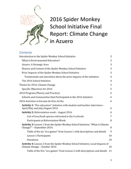 2016 Spider Monkey School Initiative Final Report: Climate Change in Azuero