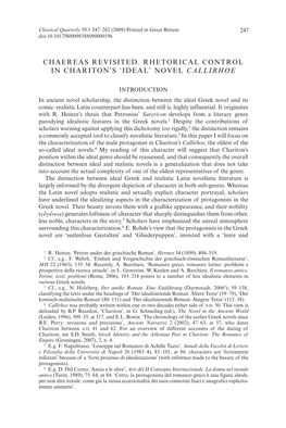 Chaereas Revisited. Rhetorical Control in Chariton’S ‘Ideal’ Novel Callirhoe