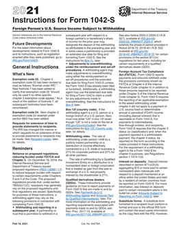 2021 Instructions for Form 1042-S