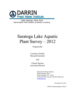 Saratoga Lake Aquatic Plant Survey – 2012